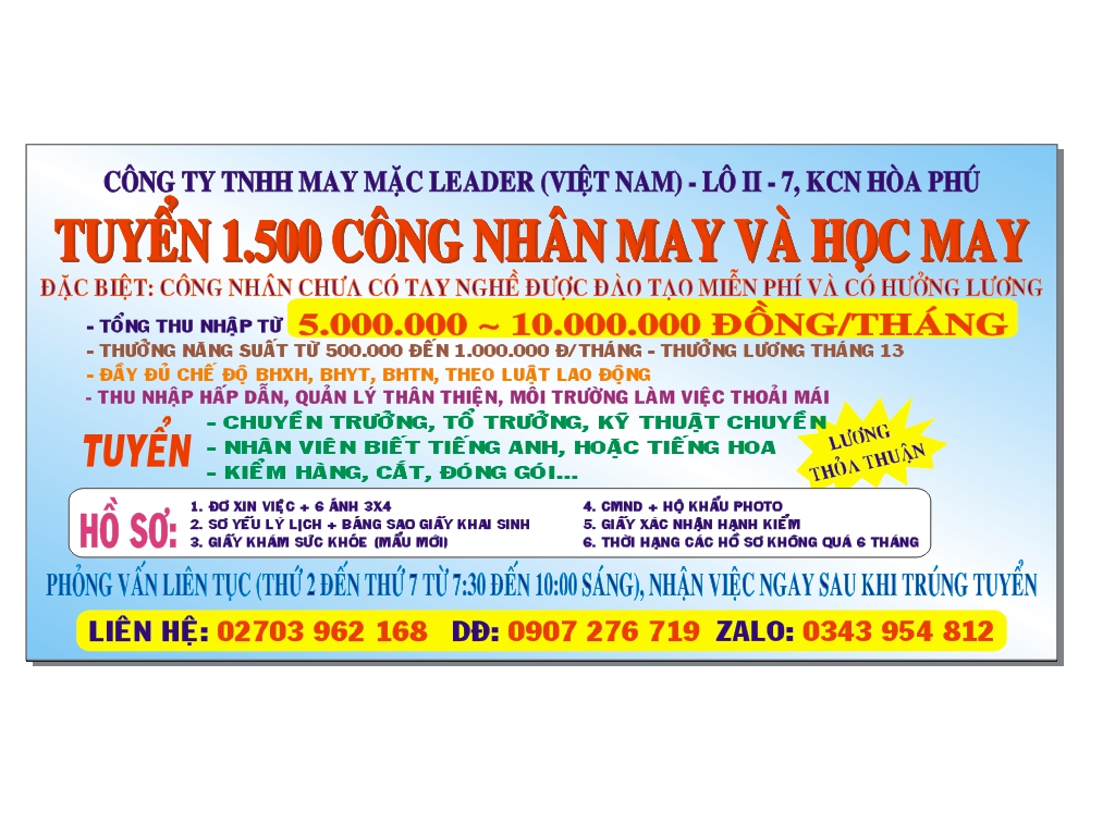 Công Ty TNHH May Mặc Leader (Việt Nam)