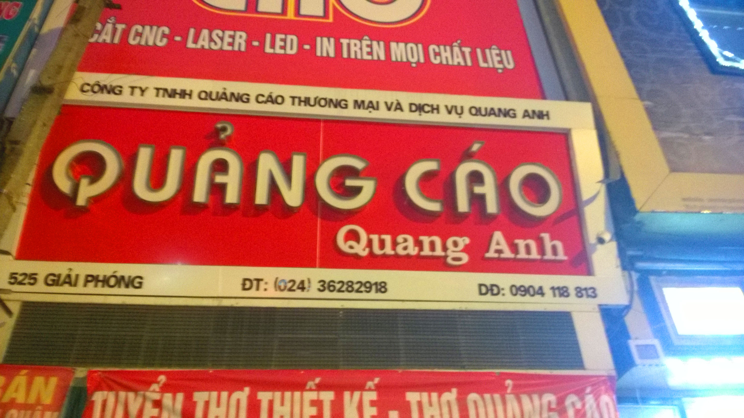 Cty TNHH Quảng Cáo Thương Mại Và Dịch Vụ Quang Anh